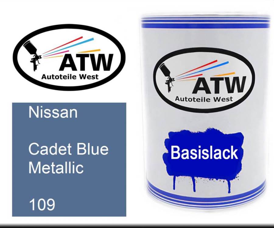 Nissan, Cadet Blue Metallic, 109: 500ml Lackdose, von ATW Autoteile West.